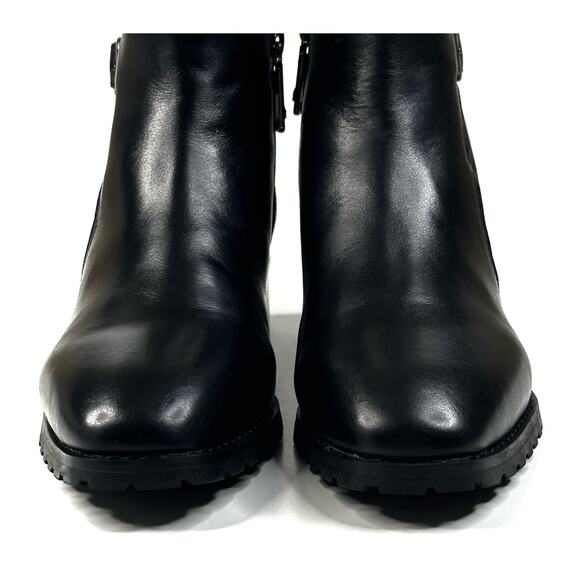 Blondo Sullivan Waterproof Black Leather Booties Womens 7.5M Buckle New $150 - Picture 3 of 11